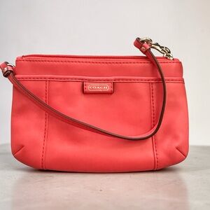 Coach Pink Leather Wristlet with Silver Hardware -EUC